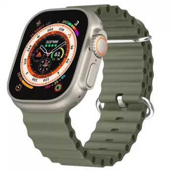 Pulseira iWear S1 Grooved Soft Silicone 20mm para Apple Watch 49mm / 45mm / 44mm / 42mm verde caqui