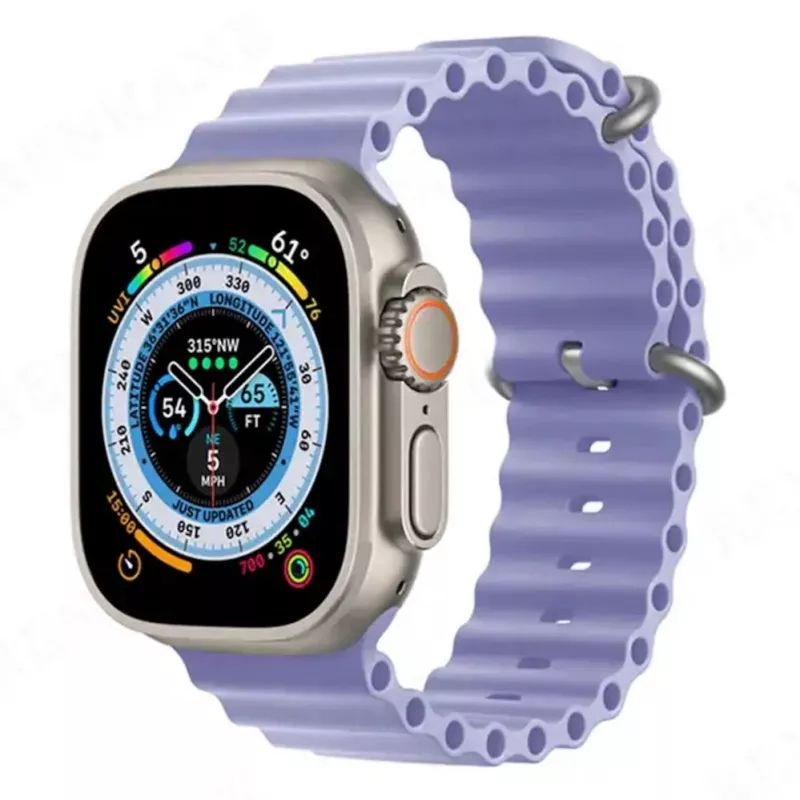 iWear Bracelete de silicone macio ranhurado S1 20mm para Apple Watch 49mm / 45mm / 44mm / 42mm lilás