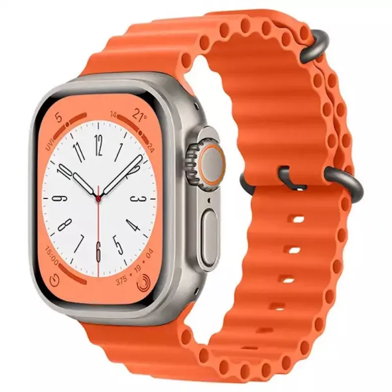 Correia iWear S1 Grooved Soft Silicone 20mm para Apple Watch 49mm / 45mm / 44mm / 42mm Laranja