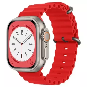 iWear Bracelete de silicone macio ranhurada S1 20mm para Apple Watch 49mm / 45mm / 44mm / 42mm vermelha