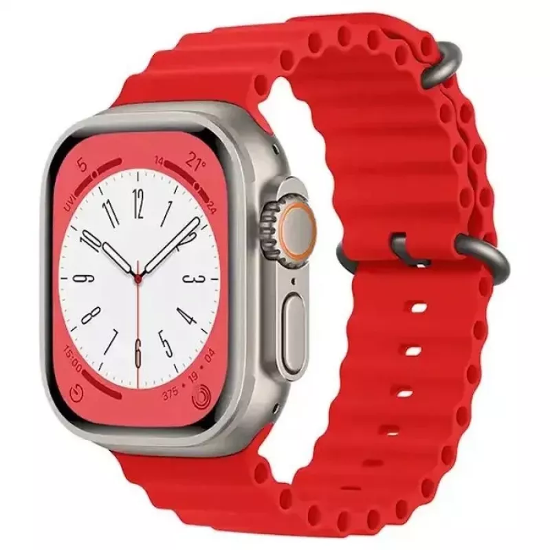 iWear Bracelete de silicone macio ranhurada S1 20mm para Apple Watch 49mm / 45mm / 44mm / 42mm vermelha