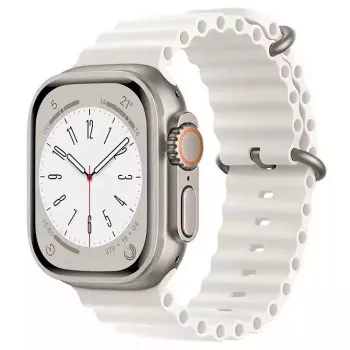 Pulseira de silicone macio ranhurada iWear S1 20mm para Apple Watch 49mm / 45mm / 44mm / 42mm branca