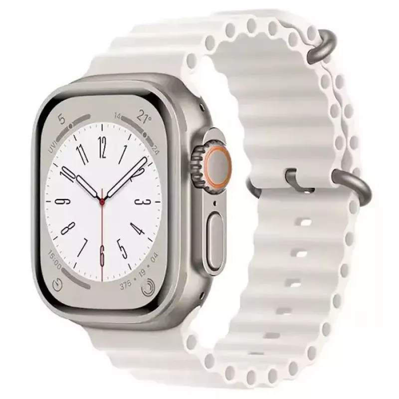 Pulseira de silicone macio ranhurada iWear S1 20mm para Apple Watch 49mm / 45mm / 44mm / 42mm branca
