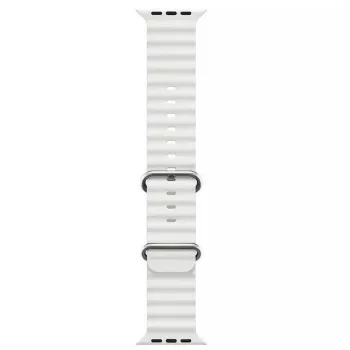 Pulseira de silicone macio ranhurada iWear S1 20mm para Apple Watch 49mm / 45mm / 44mm / 42mm branca