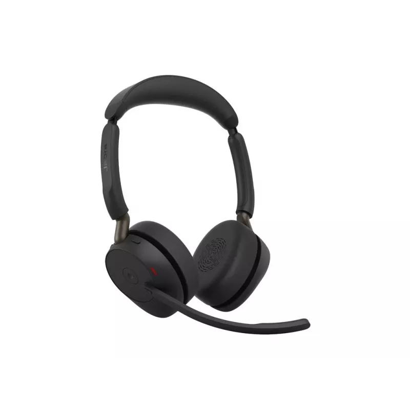 Jabra Evolve3 65 Stereo Link 390a MS headset on-ear sem fios com Bluetooth e adaptador USB-A, otimizado para Microsoft Teams, preto