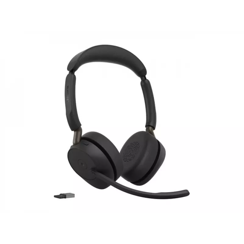 Jabra Evolve3 65 headset Bluetooth estéreo sem fios com adaptador Link 390a USB-A e base de carregamento – certificado Microsoft Teams, on-ear, microfone com cancelamento de ruído, bateria 37h