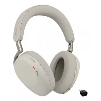 Headset sem fios over-ear Jabra Evolve3 85 UC com cancelamento ativo de ruído e adaptador Link 390C, Warm Grey