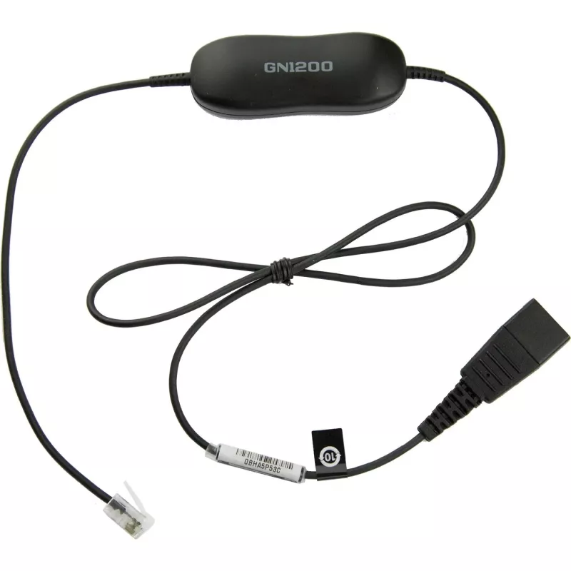 Cabo para auscultadores Jabra GN1200 Smart Cord de QD para RJ10, 0,8 m, reto, preto (88001-99)