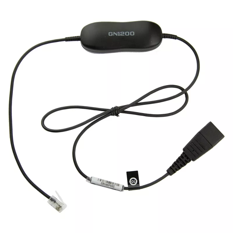 Cabo para auscultadores Jabra GN1200 Smart Cord de QD para RJ10, 0,8 m, reto, preto (88001-99)