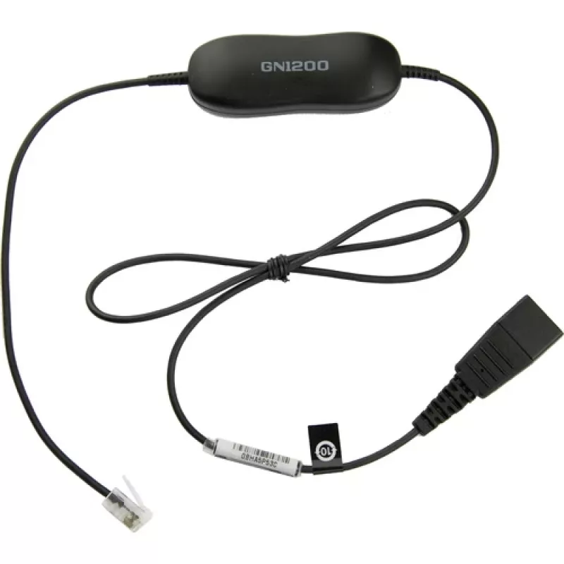 Cabo para auscultadores Jabra GN1200 Smart Cord de QD para RJ10, 0,8 m, reto, preto (88001-99)