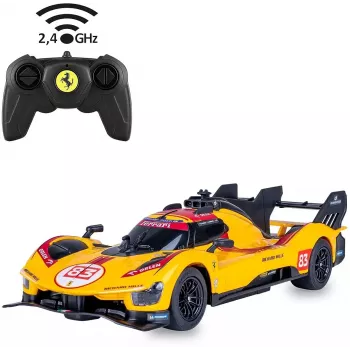 Carro desportivo RC Jamara Ferrari 499P-N83 1:24 amarelo 2,4 GHz motor elétrico
