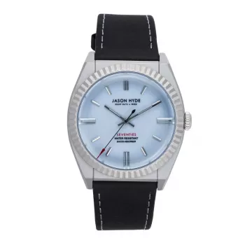 JASON HYDE JH10016 Relógio analógico unissexo 40mm caixa de aço inoxidável ouro rosa bracelete de pele reciclada preta