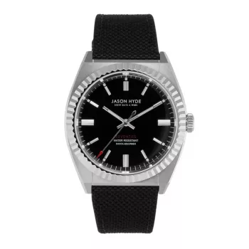 Relógio de quartzo analógico JASON HYDE MAN JH10025 40mm com mostrador preto e pulseira de malha Milanese em aço inoxidável