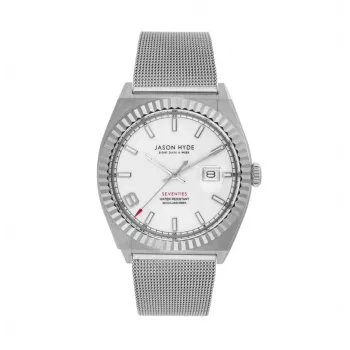 JASON HYDE MAN JH30003 Relógio de quartzo analógico 40mm mostrador azul bracelete de pele castanha