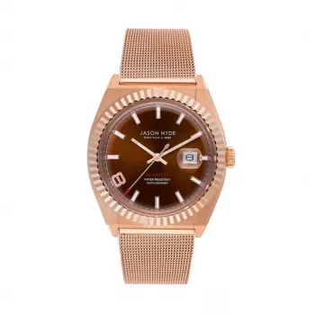 Relógio de quartzo JASON HYDE MAN JH30005 40 mm mostrador azul bracelete de malha de aço inoxidável prateada