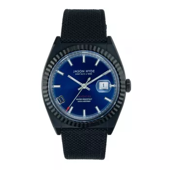 JASON HYDE MAN JH30008 Relógio de quartzo analógico 40 mm mostrador preto bracelete de pele
