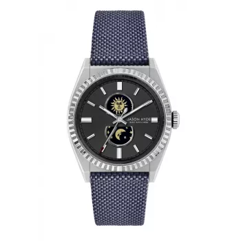 Relógio de quartzo analógico de homem JASON HYDE JH41001 40 mm caixa em aço inoxidável mostrador azul bracelete em pele castanha