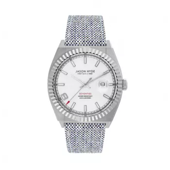 Jason Hyde Homem JH30000 Relógio de quartzo analógico 40mm Aço inoxidável mostrador preto bracelete de pele genuína
