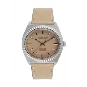 JASON HYDE Relógio Unissexo JH10010 40mm Aço Inoxidável Quartzo Analógico Mostrador Preto Bracelete de Pele Eco