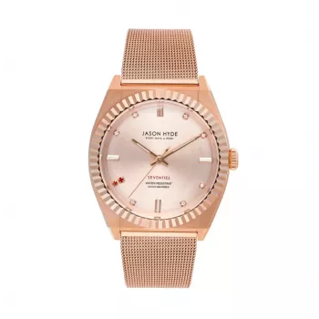 Relógio JASON HYDE para mulher JH20006 36mm mostrador prateado bracelete de pele preta