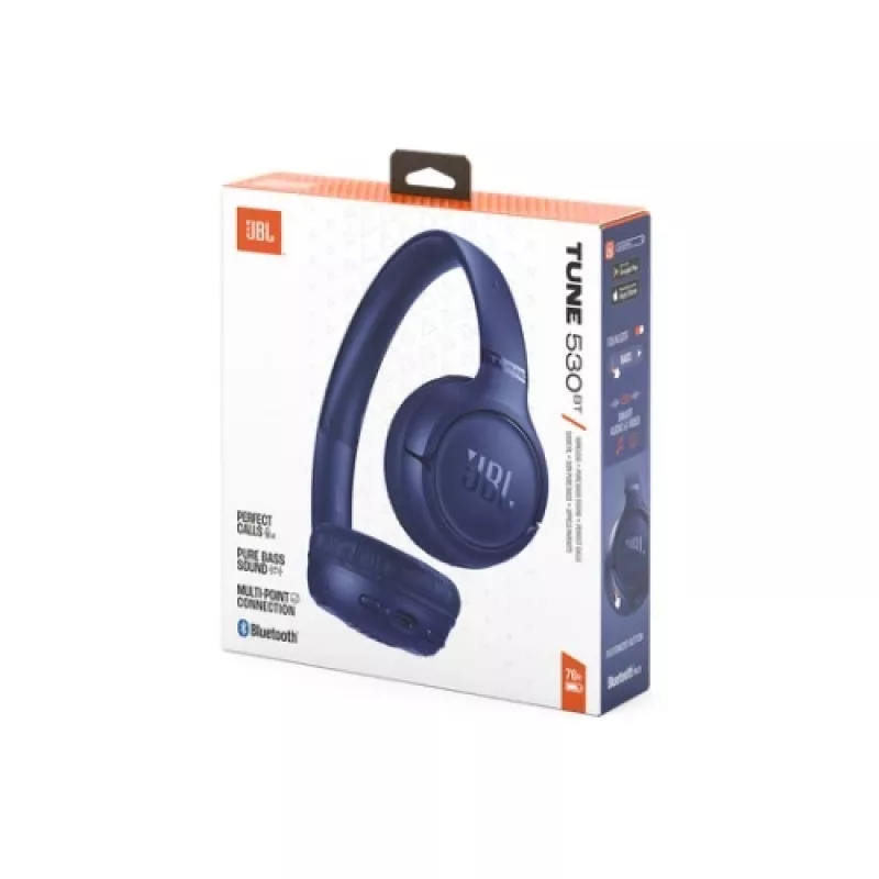 Auscultadores on-ear sem fios JBL Tune 530BT com Pure Bass, Bluetooth 5.3, bateria de 40 h, azul