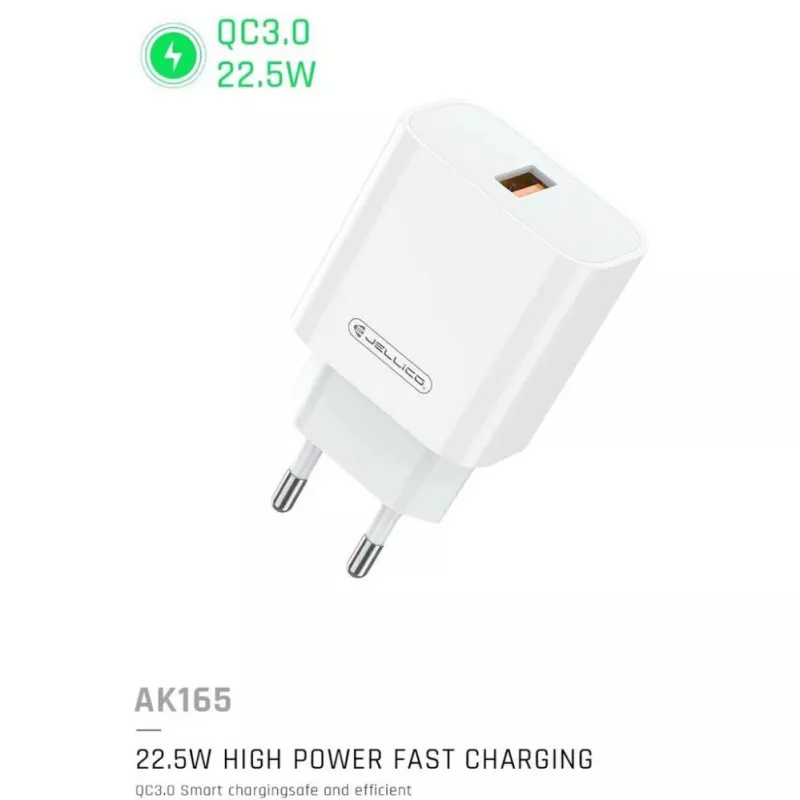 Jellico AK-165 Carregador rápido inteligente USB 22.5W QC 3.0 1x USB (5-12V) branco