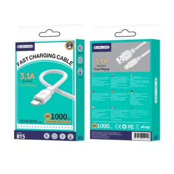 Jellico B15 Cabo de Dados e Carregamento Rápido Lightning para USB para iPhone e iPad 3.1A 1m Branco