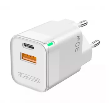 Carregador rápido inteligente adaptativo Jellico C44 Mini PD 30W QC 3.0 com 1x USB-C (5-20V) / USB 3A branco
