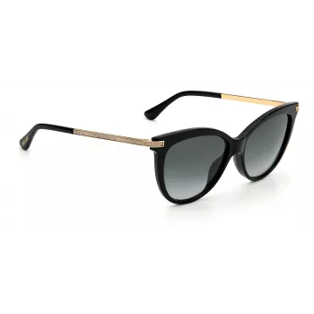 Óculos de sol JIMMY CHOO AXELLEGS8079O para mulher em forma de borboleta/olho de gato - armação preta, lentes degradê cinzentas 56/16/145 mm