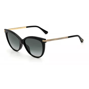 Óculos de sol JIMMY CHOO AXELLEGS8079O para mulher em forma de borboleta/olho de gato - armação preta, lentes degradê cinzentas 56/16/145 mm