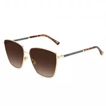 Óculos de sol de mulher JIMMY CHOO LAVI-S-06JHA em forma de borboleta dark havana marrom degradê 60 mm