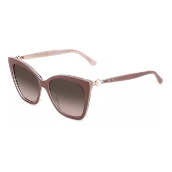 Óculos de sol cat-eye para mulher JIMMY CHOO RUA-G-S-Y9A Havana acetato castanho lentes degradê castanhas 56/18/145 mm