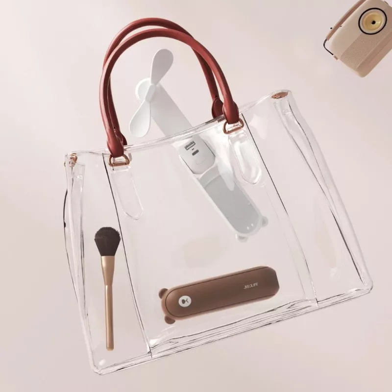 JISULIFE ventoinha de mão 8 castanho - mini ventoinha portátil recarregável com função de powerbank