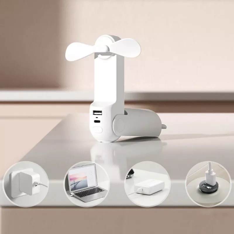 JISULIFE ventoinha de mão 8 Plus White - 5000mAh, USB-C, 46h de autonomia, ecrã LED, powerbank