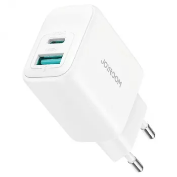 Carregador Joyroom 20W porta dupla (USB-A + USB-C) ficha EU branco