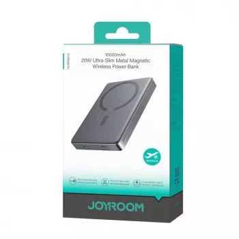 Power bank sem fios magnético metálico JOYROOM 20W 10000mAh Cinzento