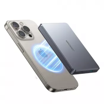 Power bank sem fios magnético metálico JOYROOM 20W 10000mAh Cinzento