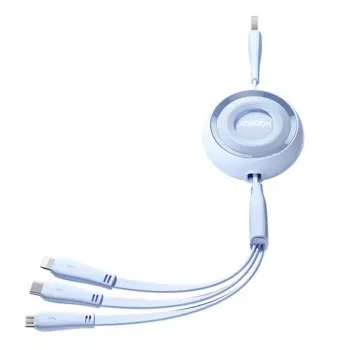 Cabo JOYROOM 3 em 1 colorido USB para USB-C/Lightning/Micro USB 3,5A, 1m (azul)