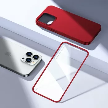 Capa integral Joyroom 360 frente e verso para iPhone 13 Pro Max + película protetora de vidro temperado vermelha (JR-BP928 vermelho)