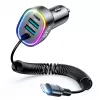 Carregador de automóvel rápido 4em1 Joyroom PD QC3.0 AFC FCP com cabo Lightning 1,6m 57W preto