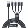 Cabo de carregamento Joyroom 4-em-1 USB-A para 2x Lightning / USB-C / Micro USB, 3,5A, 1,2m, preto (série A18)