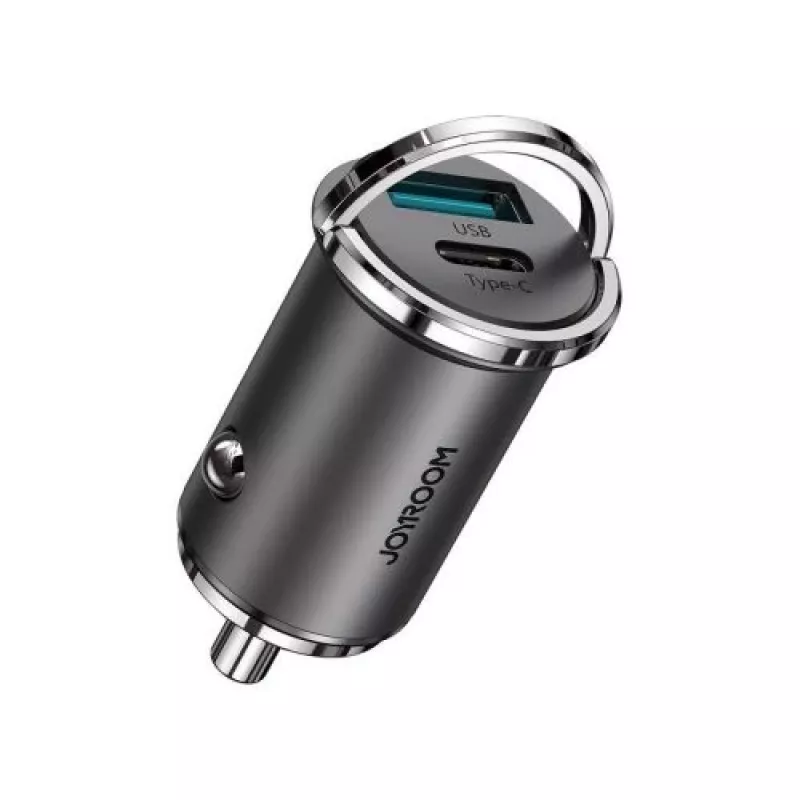 Carregador de carro USB JOYROOM 45W com USB-C e USB-A, Power Delivery, Quick Charge 3.0, AFC, SCP, cinzento (C-A35)