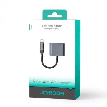 Adaptador DAC Joyroom 2-em-1 Lightning para Lightning/Lightning, 60W, 0,12m, preto (JR-SY-L02)