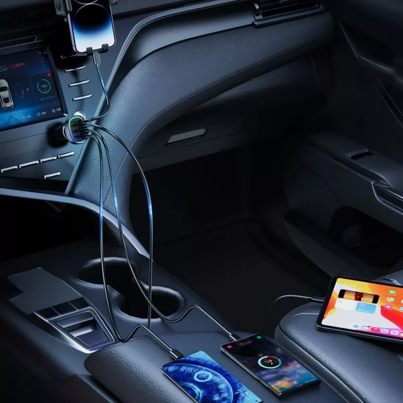 Carregador de carro Joyroom CL29 70W 4 portas com 2 USB-C e 2 USB-A, preto