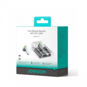 Auscultadores True Wireless Joyroom IceLens Series com luzes LED, Bluetooth 5.3, TWS, AAC, SBC, preto (JR-TC1-BLK)
