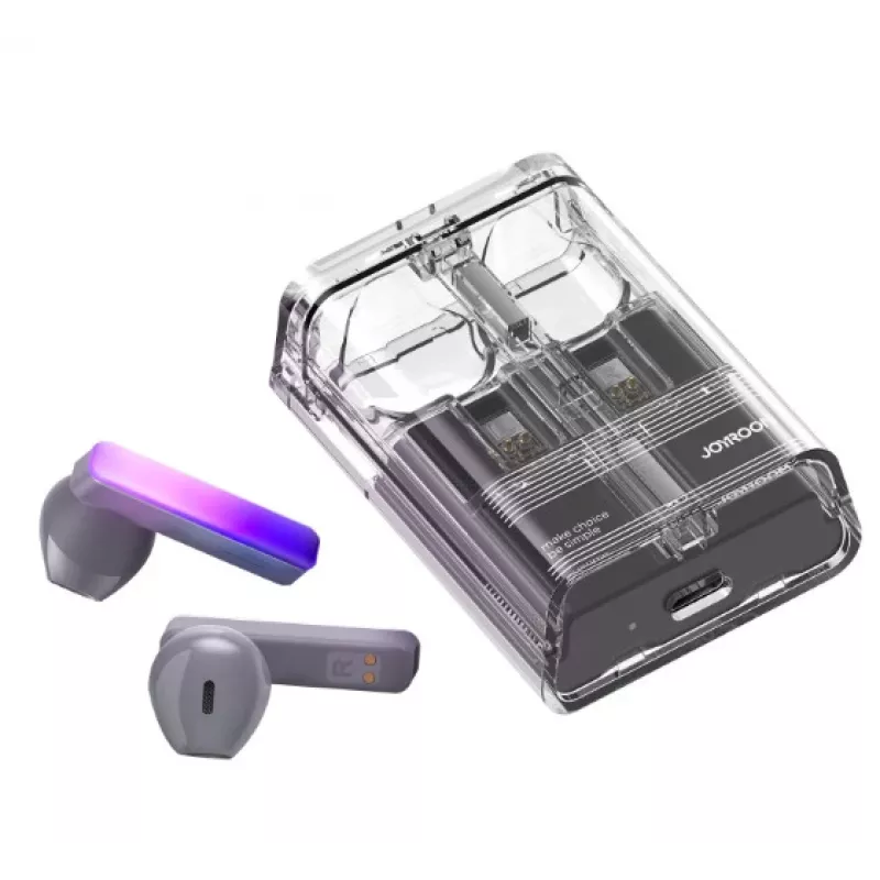 Joyroom IceLens Series auriculares True Wireless com luzes LED, Bluetooth 5.3, TWS, AAC, SBC, preto (JR-TC1-BLK)