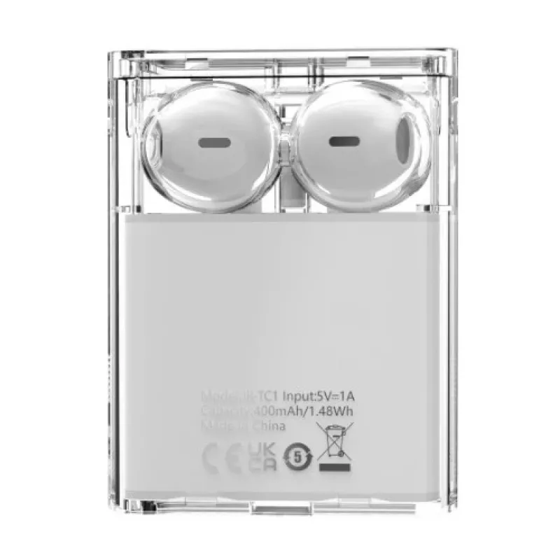 Joyroom IceLens Series auriculares True Wireless com luzes LED, Bluetooth 5.3, branco (JR-TC1-WHT)