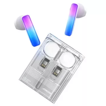 Joyroom IceLens Series auriculares True Wireless com luzes LED, Bluetooth 5.3, branco (JR-TC1-WHT)