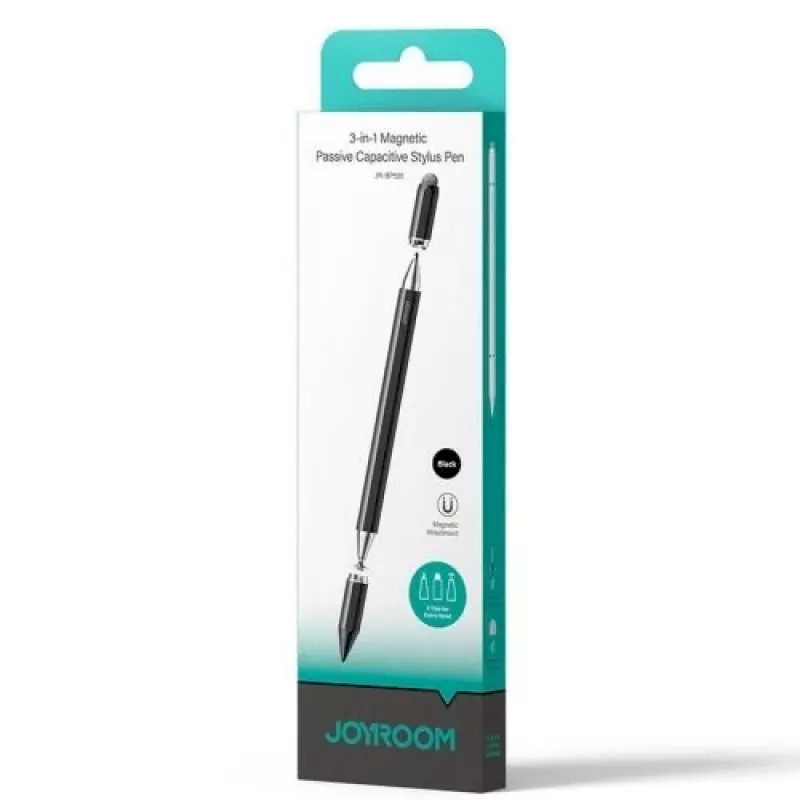 Stylus capacitivo magnético passivo Joyroom JR-BP561 - 3-em-1 para ecrã tátil (preto)