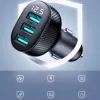 Joyroom JR-CCD03 Carregador de automóvel com visor digital, 3x USB-A, 17W, 3,4A, preto
